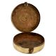 Brass Round Tiffin Box With Leafy Design Engraved with handle and lid