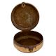 Used Round Brass Tiffin Box Engraved Beaded Design Handle and Latch
