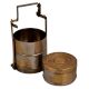 Simple Brass Three Tier Tiffin Box With A Thick Metal Frame And Lock