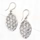 92.5 Sterling Silver Earrings Oval Sacred Flower Of Life Design Earrings