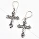Floral Cross 925 Sterling Drop Earrings For Women
