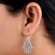 Hamsa Hand 92.5 Sterling Silver Earrings Evil Eye Engraved Earrings