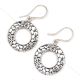Fashionable Loop 92.5 Sterling Silver Earrings With Engraved Floral Design