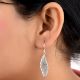 Floral Patterned Leaf 92.5 Sterling Silver Earrings For Women