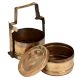 Brass Tiffin Box With Two Containers And Metal Frame