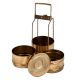 Three Tier Brass Tiffin Box With Long Metal Frame