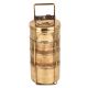 Four Compartment Brass Tiffin Box With A metal Frame And a Lock