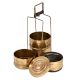 Four Compartment Brass Tiffin Box With A metal Frame And a Lock