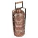 Copper Tiffin Box Four containers With Big Flower And Leaves Engraved Tiffin Box