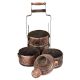Copper Tiffin Box Four containers With Big Flower And Leaves Engraved Tiffin Box