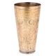 Brass Lassi Glass Cup With Faded Abstract Design For Home Decoration