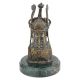 Brass Tribal Face Statue With Tribal Crown Bust On Green Round Base