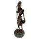 Brass Tribal Female Statue On Round Green Base
