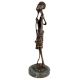 Brass Tribal Female Statue On Round Green Base