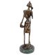 Brass Tribal Female Statue On Round Green Base