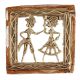 Brass Dhokra Art Square Wall Hanging Depicting A Rural Working Couple