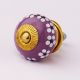 Purple Ceramic Floral Round Cabinet Knob