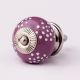 Purple Ceramic Floral Doted Dresser Knob