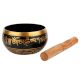 Tibetan Singing Bowl Hand Painted Deep Blue With Mallet For Meditation