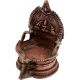 Brass Oil Lamp Engraved Goddess Laxmi And Two Jumbo Elephants