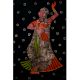 Pichwai Painting Of Lord Krishna with Gopies Floral Motifs On Black Cloth