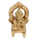 Brass Ganesha Idol Blessing Sitting On Chowki
