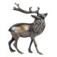 Brass Standing Deer Statue With Huge Antlers And Black Finish