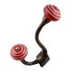 Red White Stripes Ceramic Antique Iron Hook