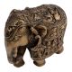 Engraved Brass Elephant Statue Trunk Up Showpiece
