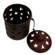 Copper Candle stand carved Star Arrow Design  With Lid