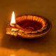 Brass Flower Engraved Diya Oil Lamp