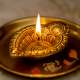 Intricate Leaf Shaped Diwali Decoration Diya