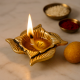 Traditional Brass Diya In Swastika Oil Lamp For Diwali