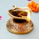 Brass Pepal Leaf Oil Lamp Diya On Decorative Base
