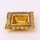 Brass Engraved Square Oil Lamp Diya For Mandir