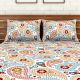 Spaces 104 TC Cotton Double Bed Sheet with 2 Pillow Covers In Multi-Colour
