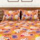 Spaces 104 TC Cotton Double Bed Sheet with 2 Pillow Covers In Orange