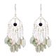 Different Shapes White Beads Long Sterling Silver Tassel Earrings