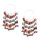 Brown Glossy Beads Chandelier Sterling Silver Earrings