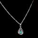 Turquoise Stone Teardrop Spiral Design 92.5 Sterling Silver Pendant