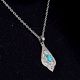 Engraved Leaf Turquoise 92.5 Sterling Silver Pendant