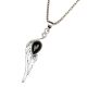 Black Stone Teardrop Feather Embedded 92.5 Sterling Silver Jewelry