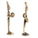 Brass Tribal Musical Couple Statue In Pair