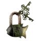 Brass Design Fish Lock with Twin Keys Patina Finish