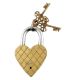 Brass Heart Birds Leaves Engraved Lock With Keys In Pair