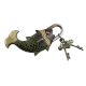 Brass Whale Fish Padlock Lock with Skeleton Key In Pair Patina Finish