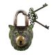 Brass Lion Shape Lock with Keys In Patina Finish