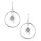 Circular 92.5 Sterling Silver Earrings with Small Shimmery Flower Hanging