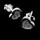 Heart Shimmer Charm Border 92.5 Sterling Silver Stud Earrings