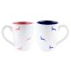 Navy Blue & Pink Running Deer Decorative Handcraft Ceramic Coffee Mug